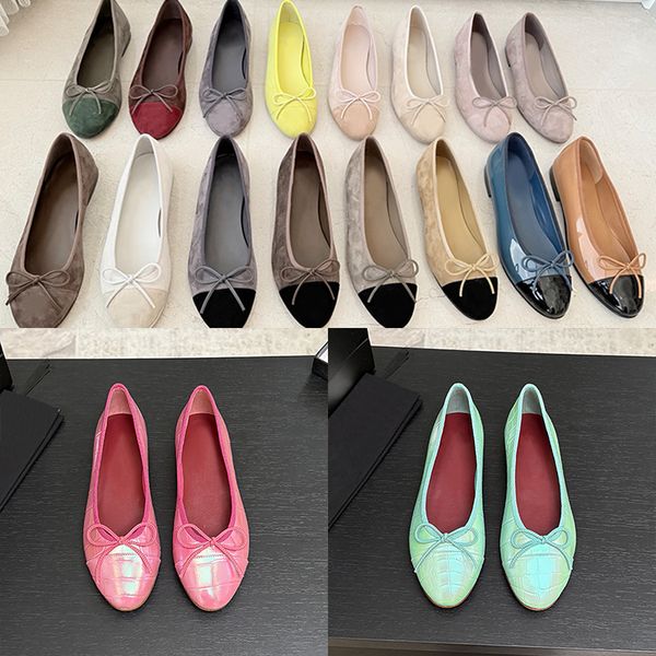 Top Quality Women Suede Ballet Flats Designer Velvet Loafers Bow Mesh Sandals Dinner Dress Shoes Girls Slip-On Wedding Party Boat Shoes 891 - Shoes & Accessories - menswatches1cool