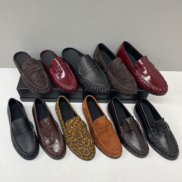 Top Quality Ruched Penny Loafers Le Loafers Backless Mules Designer Men Women Creased Real Leather Suede Slip On Flat Dress Shoe Classic Daily Street Shoe Size EU35-47 - Shoes & Accessories - menswatches1cool