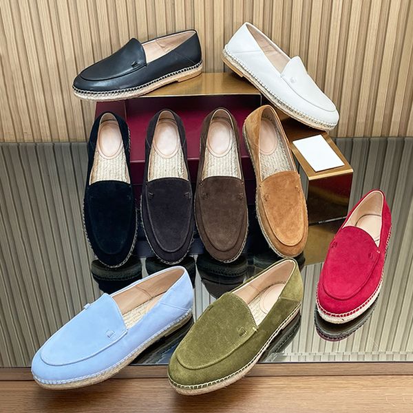 Chic Women Loafer Slides Espadrille Mules Straw Woven Suede Leather Designer Casual Shoes Backless Loafers Breathable Straw Mesh 1034 - Shoes & Accessories - menswatches1cool