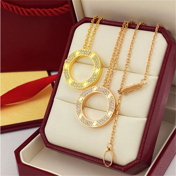Luxury Designer Necklace Diamond Screw Love Necklaces For Men Cool Aesthetic Double Hoop Cjeweler Chains Woman Pendant Necklaces Ladies jewlery designer for women - Jewelry - menswatches1cool