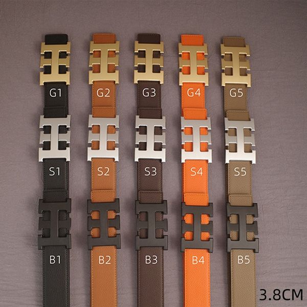 Casual Man Belt Designer Belts Real Leather Width 3.8CM Smooth Buckle Reversible for Woman Classic Gold Sliver Black Color - Fashion Accessories - menswatches1cool