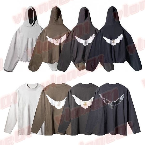 Mens Hoodies Man Women Designer White Dove Pattern Print Long Sleeve Hoodie Designers Womens Street Style Hip Hop Sweatshirt Size S-XL - Apparel - menswatches1cool