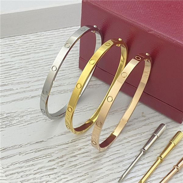 4MM Screw narrow Designer Jewelry Classic Gold Bangle 18K Gold Plated Titanium Steel Diamond for Women Men Bracelets Silver luxury Jewelry Designers 16 to 19 size - Jewelry - menswatches1cool