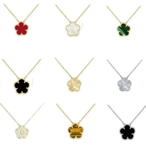 5 flower jewelry luxury designer necklace clover necklace women mother of pearl diamond stainless steel chain plated gold pendant silver wedding necklaces woman - Jewelry - menswatches1cool