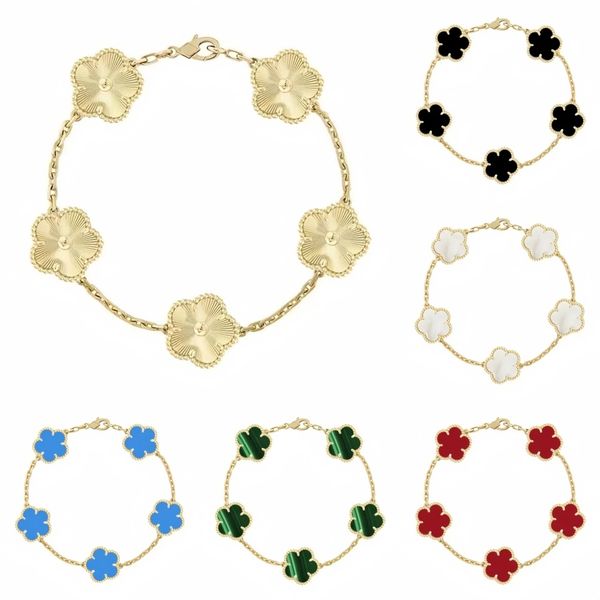 have 5 flower bracelet designer jewelry women bangle classic wedding gift white mother-of-pearl diamond bracelet fashion charm 18K gold plated 4 leaf clover bracelet - Jewelry - menswatches1cool