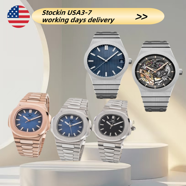 men's watch automatic mechanical skeleton watch classic style 42mm stainless steel sapphire luminous - Watches - menswatches1cool