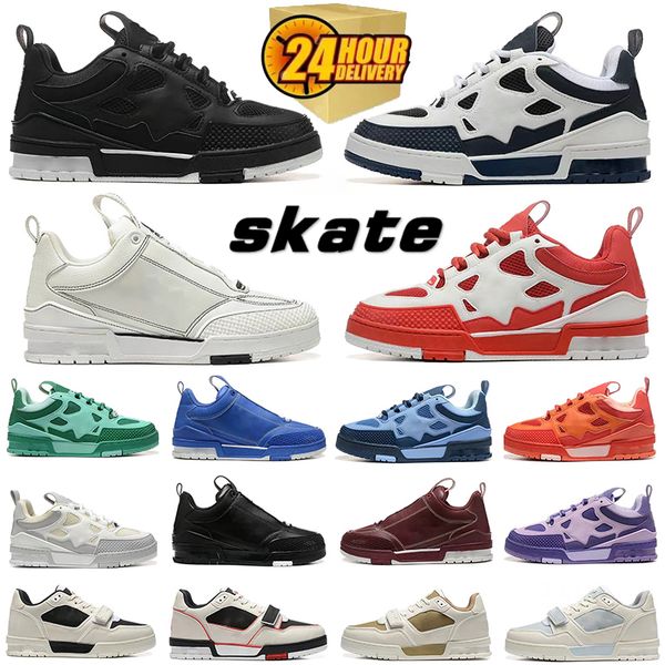Designer Skate Series Sneakers Men Women Casual Shoes Top Quality Calfskin Platform Trainers Leather Lace-Up Overlays Sneaker - Shoes & Accessories - menswatches1cool