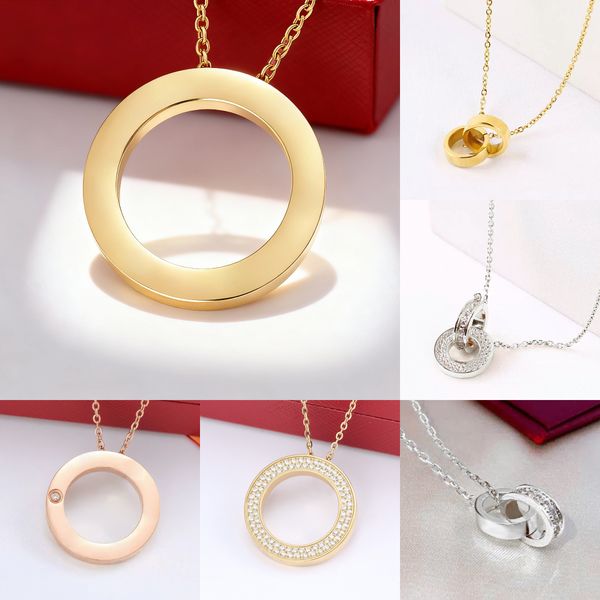 love necklace luxury jewelry designer necklace for woman circle pendant necklace with diamond 45cm screw necklace cross stone stainless steel necklace womens gift - Jewelry - menswatches1cool