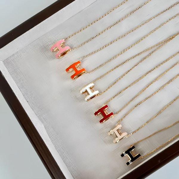 luxury jewelry designer necklace designer for women pendant necklaces enamel letter classic unisex stainless steel colorfast Christmas Valentine's Day necklace - Jewelry - menswatches1cool