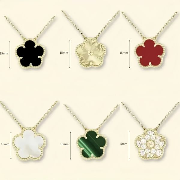 flower necklace designer for women classic clover necklace 15mm stainless steel iewlery mother of pearl diamonds pendant necklace designer iewelry women gift box - Jewelry - menswatches1cool