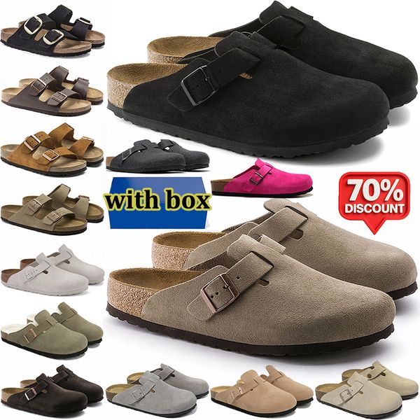 free shipping with box designer slippers men women clogs suede leather mules mens stylish slides outdoor comfortable sandals black brown sand grey shoes - Shoes & Accessories - menswatches1cool